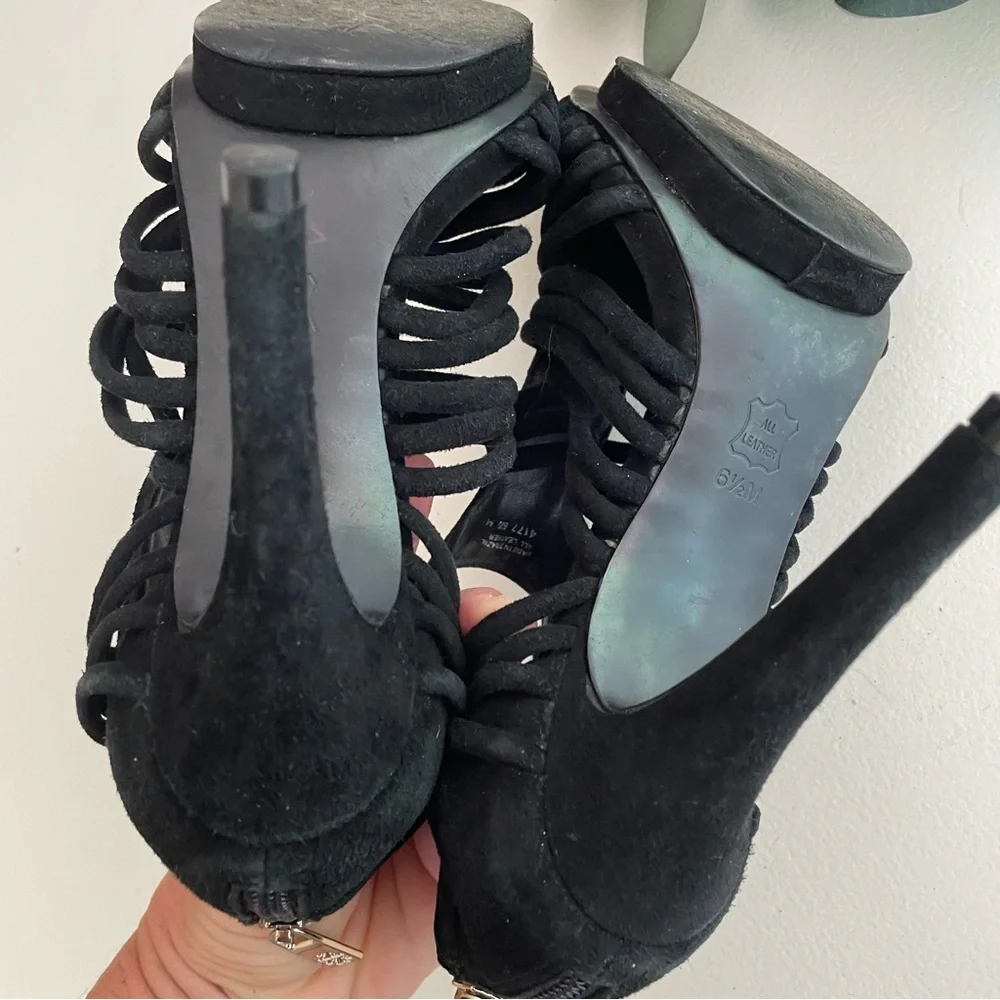 Tory Burch Sigourney Caged Suede Heels